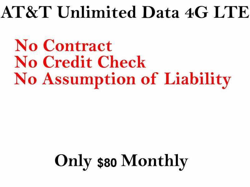 AT&T SIM CARD UNLIMITED DATA $80 MONTHLY
