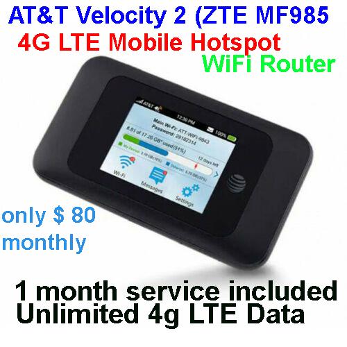 AT&T hotspot Unlimited 4g LTE ZTE Velocity 2 AT&T MF985