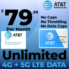 Load image into Gallery viewer, AT&amp;T FULL UNLIMITED DATA SIM CARD $80.00 fixed rate.after the first month
