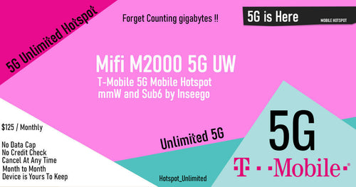 Hotspot Unlimited Data 5G UW | No Throttling | 125 /Monthly | T-Mobile Service