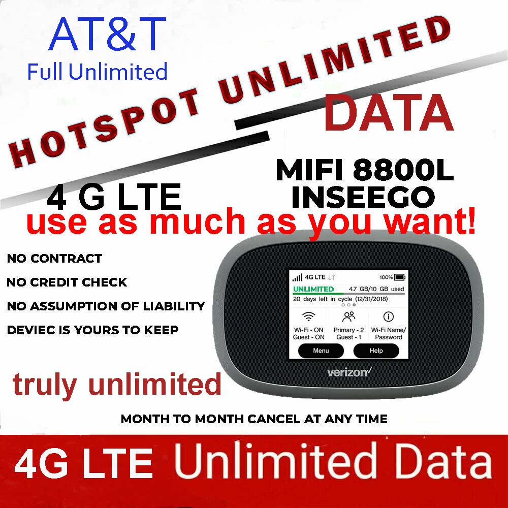 AT&T Unlimited Data 4G LTE MIFI 8800L $90/month Rental.