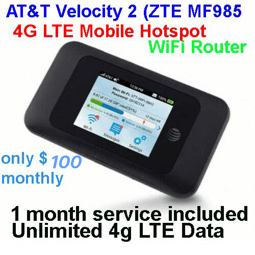 AT&T hotspot Unlimited 4g LTE ZTE Velocity 2 AT&T MF985 - unlimited hotspot & television